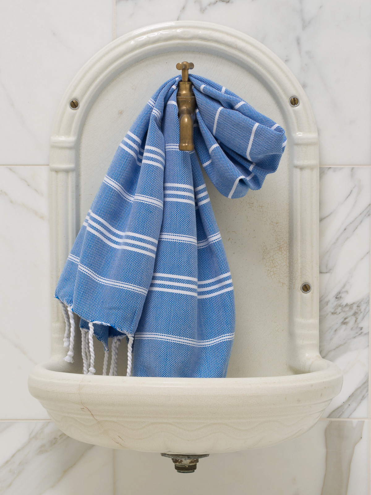 hammam towel mediterranean blue/white
